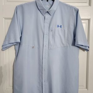 Under Armour Men's Large Breathable Light Blue Buttondown